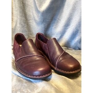 Clarks Burgundy Leather Slip On Loafers Casual Comfort Shoes Women 11
